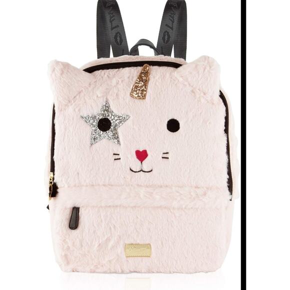 Luv Betsey Johnson Backback Plush Large Blush Pink Fuzzy Unicorn Tote Bag Purse - Picture 1 of 12